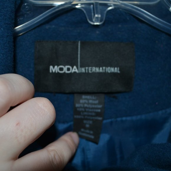 Victoria Secret Moda International Peacock Blue Wool Pea Coat, Medium - Picture 5 of 7